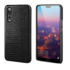 Funda Lujo Cuero Carcasa P03 para Huawei P20 Pro Negro