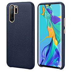 Funda Lujo Cuero Carcasa P04 para Huawei P30 Pro New Edition Azul