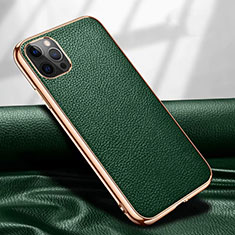 Funda Lujo Cuero Carcasa para Apple iPhone 12 Pro Max Verde