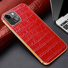 Funda Lujo Cuero Carcasa para Apple iPhone 13 Rojo