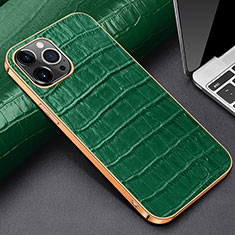 Funda Lujo Cuero Carcasa para Apple iPhone 14 Pro Max Verde