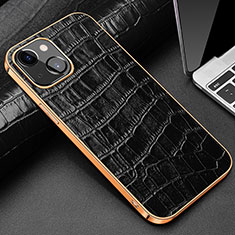 Funda Lujo Cuero Carcasa para Apple iPhone 15 Negro