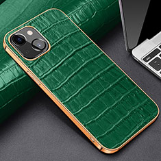 Funda Lujo Cuero Carcasa para Apple iPhone 15 Verde