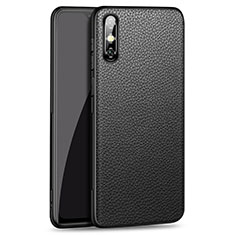 Funda Lujo Cuero Carcasa para Huawei Enjoy 10e Negro