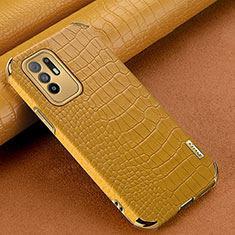 Funda Lujo Cuero Carcasa para Oppo A95 5G Amarillo