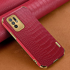 Funda Lujo Cuero Carcasa para Oppo A95 5G Rojo