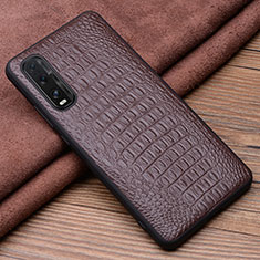 Funda Lujo Cuero Carcasa para Oppo Find X2 Marron