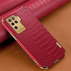 Funda Lujo Cuero Carcasa para Oppo Reno5 F Rojo