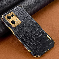 Funda Lujo Cuero Carcasa para Oppo Reno7 4G Negro