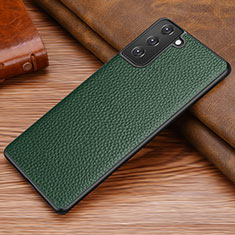 Funda Lujo Cuero Carcasa para Samsung Galaxy S21 Plus 5G Verde Noche