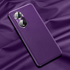 Funda Lujo Cuero Carcasa QK1 para Huawei Honor 50 Pro 5G Morado