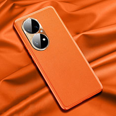 Funda Lujo Cuero Carcasa QK1 para Huawei P50 Naranja