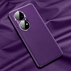 Funda Lujo Cuero Carcasa QK1 para Huawei P50 Pro Morado