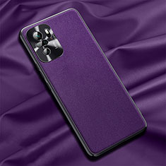 Funda Lujo Cuero Carcasa QK1 para Xiaomi Poco M5S Morado