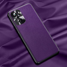 Funda Lujo Cuero Carcasa QK1 para Xiaomi Redmi Note 10S 4G Morado