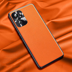 Funda Lujo Cuero Carcasa QK1 para Xiaomi Redmi Note 11 SE India 4G Naranja