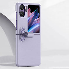 Funda Lujo Cuero Carcasa QK2 para Oppo Find N2 Flip 5G Morado