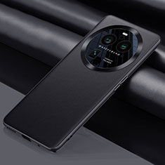 Funda Lujo Cuero Carcasa QK2 para Oppo Find X6 Pro 5G Negro