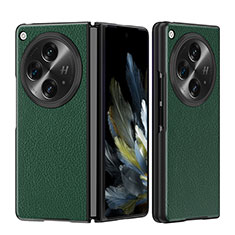 Funda Lujo Cuero Carcasa QK3 para Oppo Find N3 5G Verde