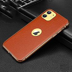 Funda Lujo Cuero Carcasa R01 para Apple iPhone 11 Naranja