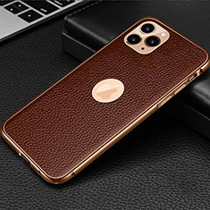 Funda Lujo Cuero Carcasa R01 para Apple iPhone 11 Pro Marron