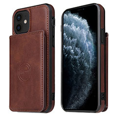 Funda Lujo Cuero Carcasa R01 para Apple iPhone 12 Mini Marron