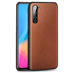 Funda Lujo Cuero Carcasa R01 para Oppo F15 Marron