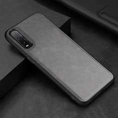 Funda Lujo Cuero Carcasa R01 para Oppo Find X2 Gris