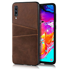 Funda Lujo Cuero Carcasa R01 para Samsung Galaxy A70 Marron