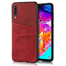 Funda Lujo Cuero Carcasa R01 para Samsung Galaxy A70 Rojo