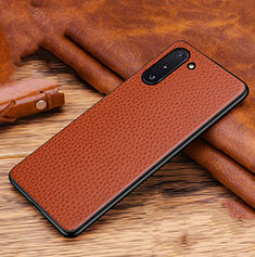 Funda Lujo Cuero Carcasa R01 para Samsung Galaxy Note 10 Marron