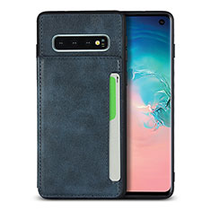 Funda Lujo Cuero Carcasa R01 para Samsung Galaxy S10 5G Azul