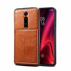 Funda Lujo Cuero Carcasa R01 para Xiaomi Mi 9T Naranja