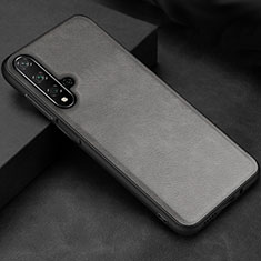 Funda Lujo Cuero Carcasa R02 para Huawei Honor 20 Gris