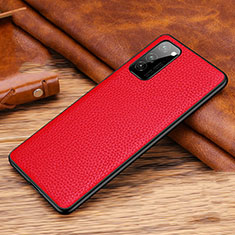 Funda Lujo Cuero Carcasa R02 para Huawei Honor V30 Pro 5G Rojo