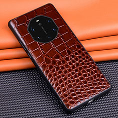 Funda Lujo Cuero Carcasa R02 para Huawei Mate 40 RS Marron