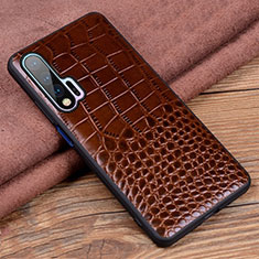 Funda Lujo Cuero Carcasa R02 para Huawei Nova 6 5G Marron