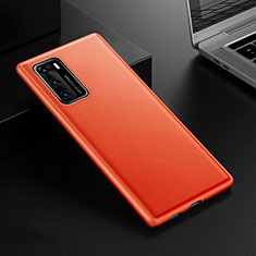 Funda Lujo Cuero Carcasa R02 para Huawei P40 Naranja