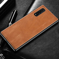 Funda Lujo Cuero Carcasa R02 para Oppo Find X2 Naranja