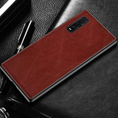 Funda Lujo Cuero Carcasa R02 para Oppo Find X2 Rojo