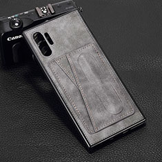 Funda Lujo Cuero Carcasa R02 para Samsung Galaxy Note 10 Plus 5G Gris