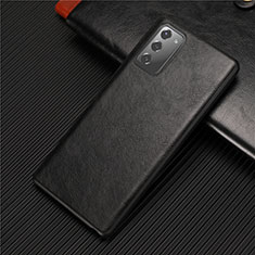 Funda Lujo Cuero Carcasa R02 para Samsung Galaxy Note 20 5G Negro