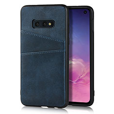 Funda Lujo Cuero Carcasa R02 para Samsung Galaxy S10e Azul