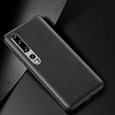 Funda Lujo Cuero Carcasa R02 para Xiaomi Mi 10 Negro