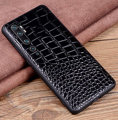 Funda Lujo Cuero Carcasa R02 para Xiaomi Mi Note 10 Negro