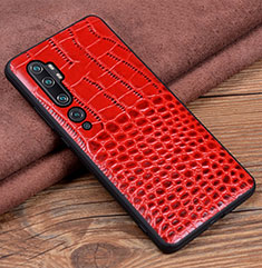 Funda Lujo Cuero Carcasa R02 para Xiaomi Mi Note 10 Rojo