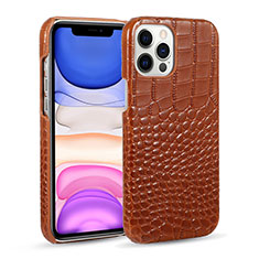 Funda Lujo Cuero Carcasa R03 para Apple iPhone 12 Pro Marron