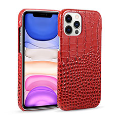 Funda Lujo Cuero Carcasa R03 para Apple iPhone 12 Pro Max Rojo