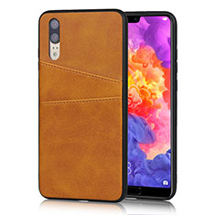 Funda Lujo Cuero Carcasa R03 para Huawei P20 Naranja