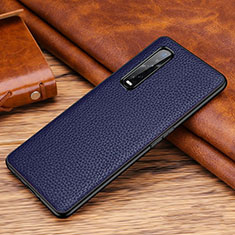 Funda Lujo Cuero Carcasa R03 para Oppo Find X2 Pro Azul